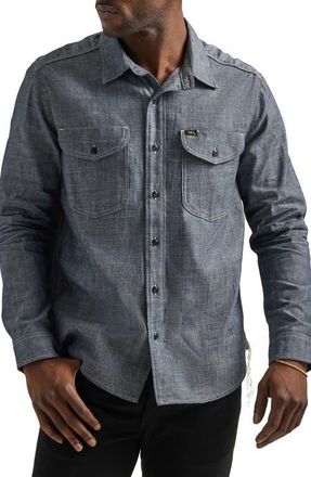 Lee 101 70s Cotton Chambray Button-Up Shirt in Dry Indigo at Nordstrom, Size Xx-Large