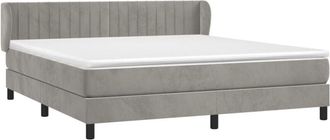 vidaXL Vidaxl - Cama Box Spring Con Colch&oacute;n Terciopelo Gris Claro 160x200 Cm