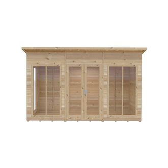 Shires Lela 12x6 Summerhouse - L185.8 x W357 x H228.4 cm in Light Brown