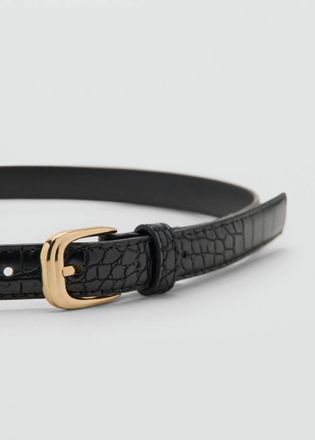 Mango Cintura sottile effetto pelle cocco nero - Donna - XL - MANGO