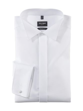 Olymp Smokinghemd OLYMP Luxor modern fit, Herren, Gr. 37, N-Gr, weiss (wei&szlig;), Web, Obermaterial: 100% Baumwolle, Umschlagmanschette, Hemden Smokinghemd