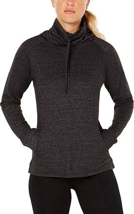 32 Degrees Fleece Funnel Neck Top In Heather Charcoal
