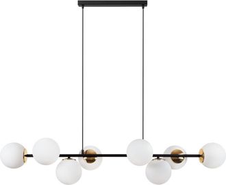 OEM L&aacute;mpara Colgante Siena Negra Y Dorada 8 L&aacute;mpara Plana Blanca E14