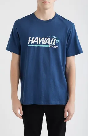 Rip Curl Hawaii Gritty Cotton Graphic T-Shirt in Light Navy at Nordstrom, Size Xx-Large