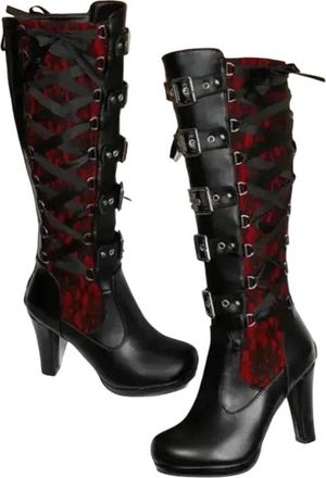 Generic Womens Boots Knee High Classics Fringed Square Heel Rivet Thick Heel High Heel Long Boots