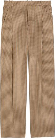 Vince Camille Checked Wide-leg Woven Trousers - Beige - 4 (UK8 / S)