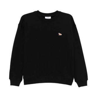 Maison Kitsun&eacute; Sweatshirts, female, Black, S, Baby Fox Cotton Sweatshirt