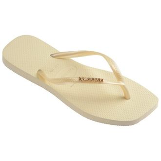 Havaianas Slim Square Logo Metallic Sandalen f&uuml;r Damen | beige