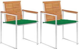 vidaXL Vidaxl - Sillas De Jard&iacute;n Con Cojines 2 Uds Madera Maciza Acacia Y Acero