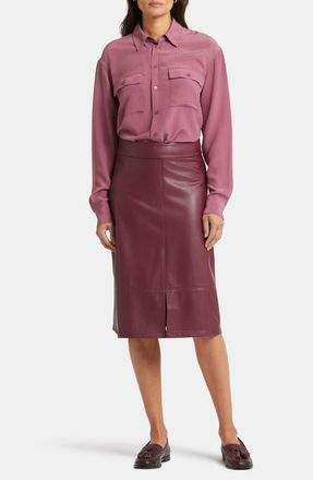 NYDJ Faux Leather A-Line Skirt in Tavern at Nordstrom, Size 12