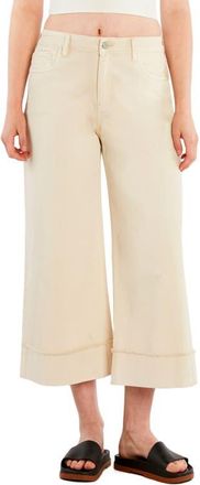 HINT OF BLU Cuffed Ankle Wide Leg Jeans in Eggshell at Nordstrom, Size 28
