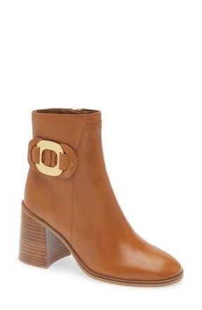 See By Chlo&eacute; Chany Stacked Heel Bootie in Gold at Nordstrom Rack, Size 8Us / 38Eu