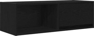 vidaXL Vidaxl - Mueble De Tv De Madera De Roble Negro 80x31x25,5 Cm