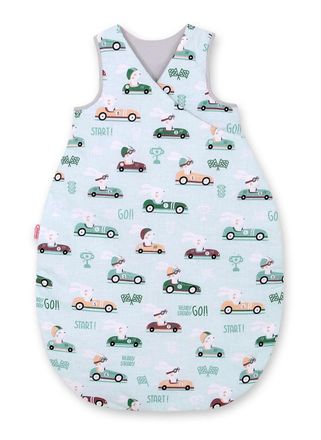 OEM Sacco A Pelo In Cotone Per Bambini, Taglia M 3-12 Mesi, Tog 2.5, Isolante Per Tutte Le Stagioni - Coniglietto In Macchina, Colore Menta