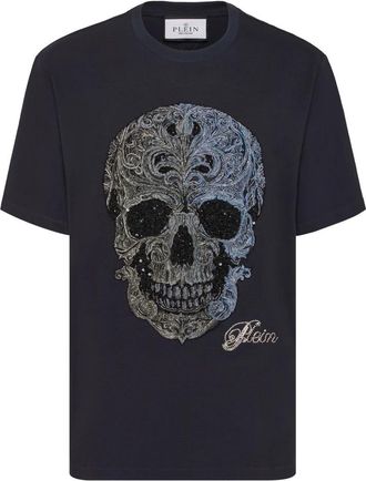Philipp Plein Degrade Round Neck T-Shirt Skull - Heren - T-shirts - Blauw - M - Katoen - Tops
