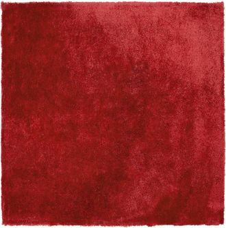 Beliani Beliani - Alfombra Roja 200 X 200 Cm Poli&eacute;ster Hecho A Mano Pelo Largo Evren