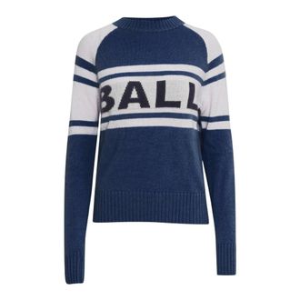 Ball Round-neck Knitwear, female, Multicolor, XS, Logo Knit Jumper Black Iris Melange