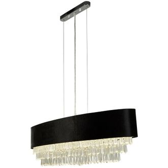 Searchlight Searchlight - Glamour 8 Light Oval Pendant Black Velvet, Clear Crystal