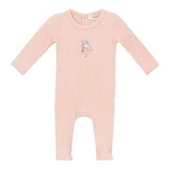 Fragile Front Chest Ribbed Romper in Light Mauve at Nordstrom, Size 3M