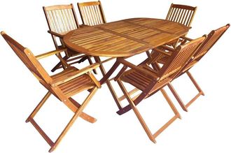 vidaXL Juego De Comedor Para Exteriores 7 Uds. Marr&oacute;n Vidaxl