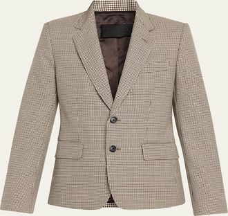 Nili Lotan Ysee Houndstooth Wool Single-Breasted Blazer Jacket