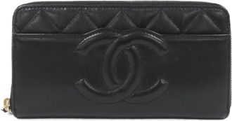 Chanel Black Pink Leather Long Wallet (Bi-Fold) (Pre-Owned)