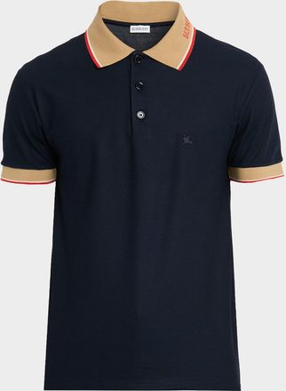 Burberry Mens Cotton Logo-Collar Polo Shirt
