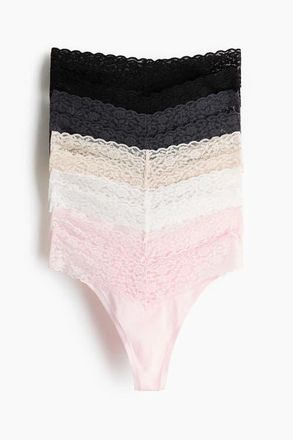 H&M 10-pack Lace Thong Briefs in Light Pink/dark Gray at Nordstrom, Size X-Large
