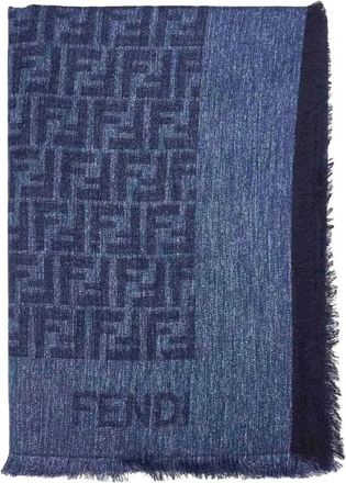 Fendi Scarves, female, Blue, Size: ONE SIZE Scialle 140X140 FF Denim