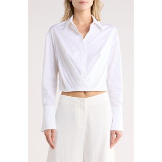 TWP Pleated Little Joe Wrap Button-Up Shirt in White at Nordstrom Rack, Size X-Large