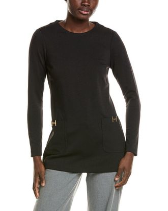 Halston Heritage Long Sleeve Front Pocket Tunic