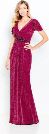 Mon Cheri Cameron Blake V-Neck Maxi Dress In Aubergine