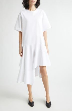 Stella McCartney Deconstructed Organic Cotton T-Shirt Dress in Pure White at Nordstrom, Size X-Small