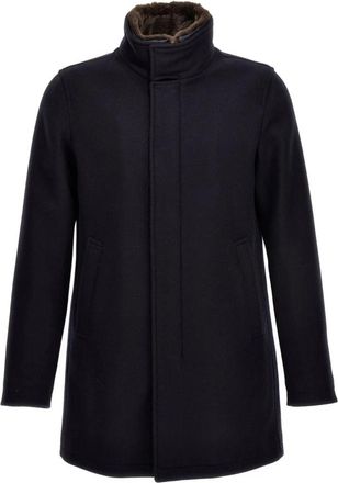Herno Wollen Jas Met Afneembare Kraag van Bont - Heren - Winterjassen - Zwart - M - Wol - Jassen