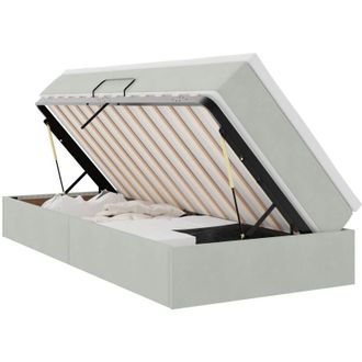 vidaXL Storage Bed with Mattress Light Grey 90 x 200 cm Velvet vidaXL