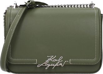 Karl Lagerfeld Green Leather Shoulder Womens Bag