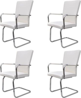 vidaXL Vidaxl - Sillas de comedor voladizas 4 unidades de tela blanca
