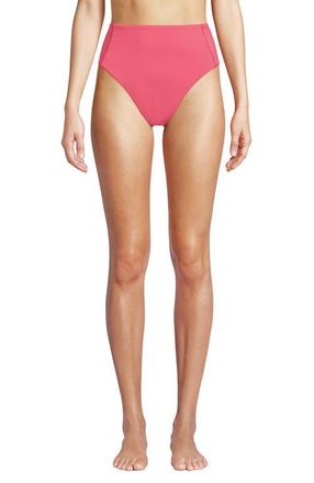 Lands End Plus Size Tugless QuickDry High Waisted High Leg Bikini Bottoms in Wood Lily at Nordstrom, Size 14
