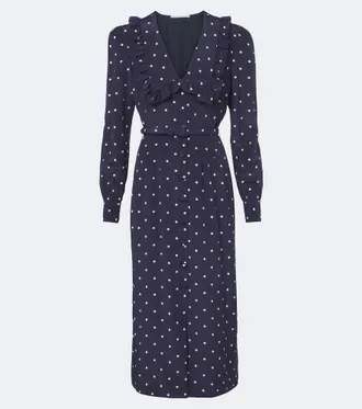 Alessandra Rich Belted polka-dot silk midi dress
