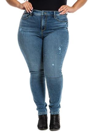 Slink Jeans Distressed High Waist Jeggings in Kathleen at Nordstrom, Size 24W