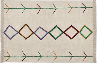 Beliani Alfombra De Algod&oacute;n Beige 160 X 230 Cm Patr&oacute;n Multicolor Flecos Minimalista Cetmi
