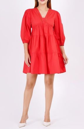 Leota Zariah Empire Waist Mini Dress in Poppy Red at Nordstrom, Size Xx-Large