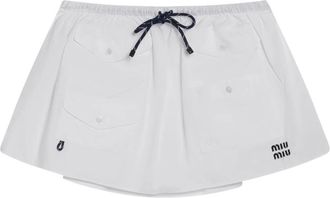 Miu Miu Logo Mini Rok - Dames - Korte rokken - Wit - S - Katoen - Rokken