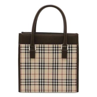Burberry Pre-owned Tote Bags, female, Beige, Size: ONE SIZE Pre-owned Nova Check Canvas and Leather Handbag