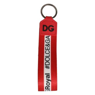 Dolce & Gabbana Logo Polyester Silver Brass Keyring - unisex - Dolce & Gabbana - Keychains - Red - ONE SIZE - Accessories