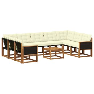 vidaXL Conjunto De Sof&aacute;s De Exterior Con Coj&iacute;n 10 Pcs Natural Y Crema Vidaxl
