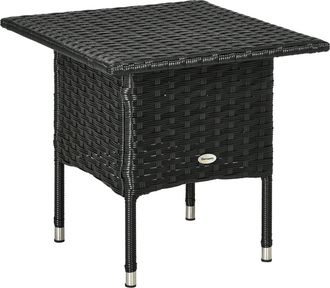 OUTSUNNY PE Rattan Outdoor Coffee Table - Easy Match Rattan Side Table - Black | TJ Hughes