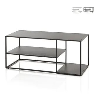 Aqa Tavolino Da Salotto In Metallo Design Moderno 120x50cm Angie - Nero