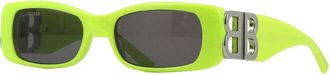 Balenciaga BB0096S008 Rectangular Neon Frame Sunglasses - Yellow