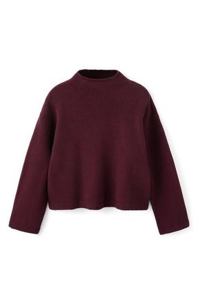 Mango Mock Neck Sweater in Wine at Nordstrom, Size X-Large